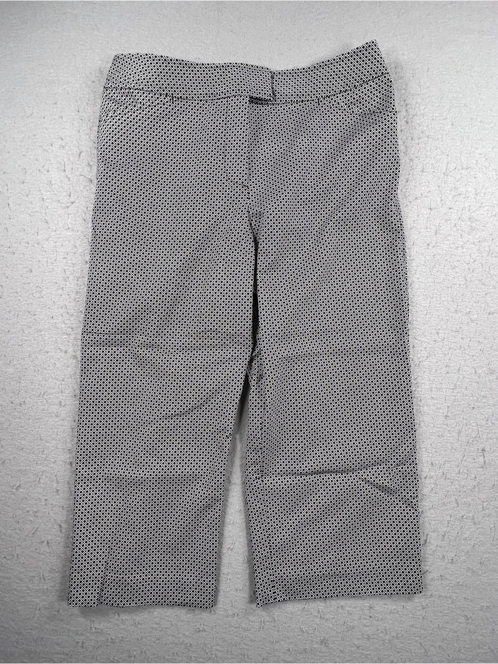East 5th Womens Size 8 Wide-leg Cropped Black Micro-Pattern Dress Pants